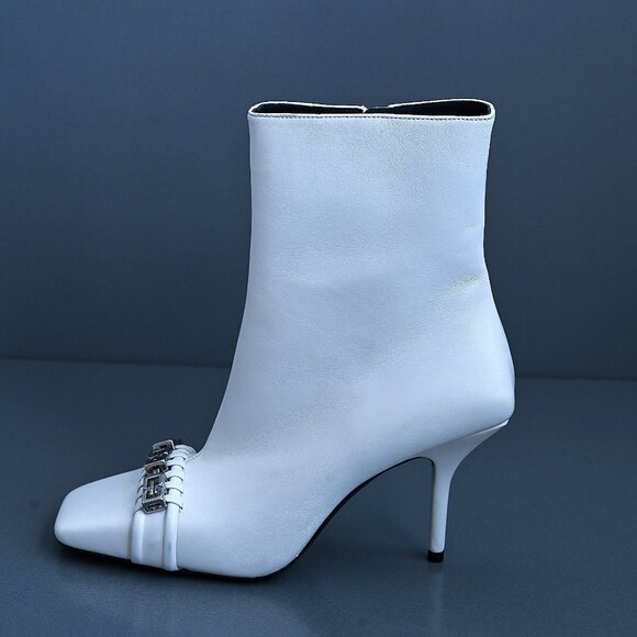 Givenchy White Lamb Leather Ankle Boots 90mm 9/39 - Picture 6 of 14